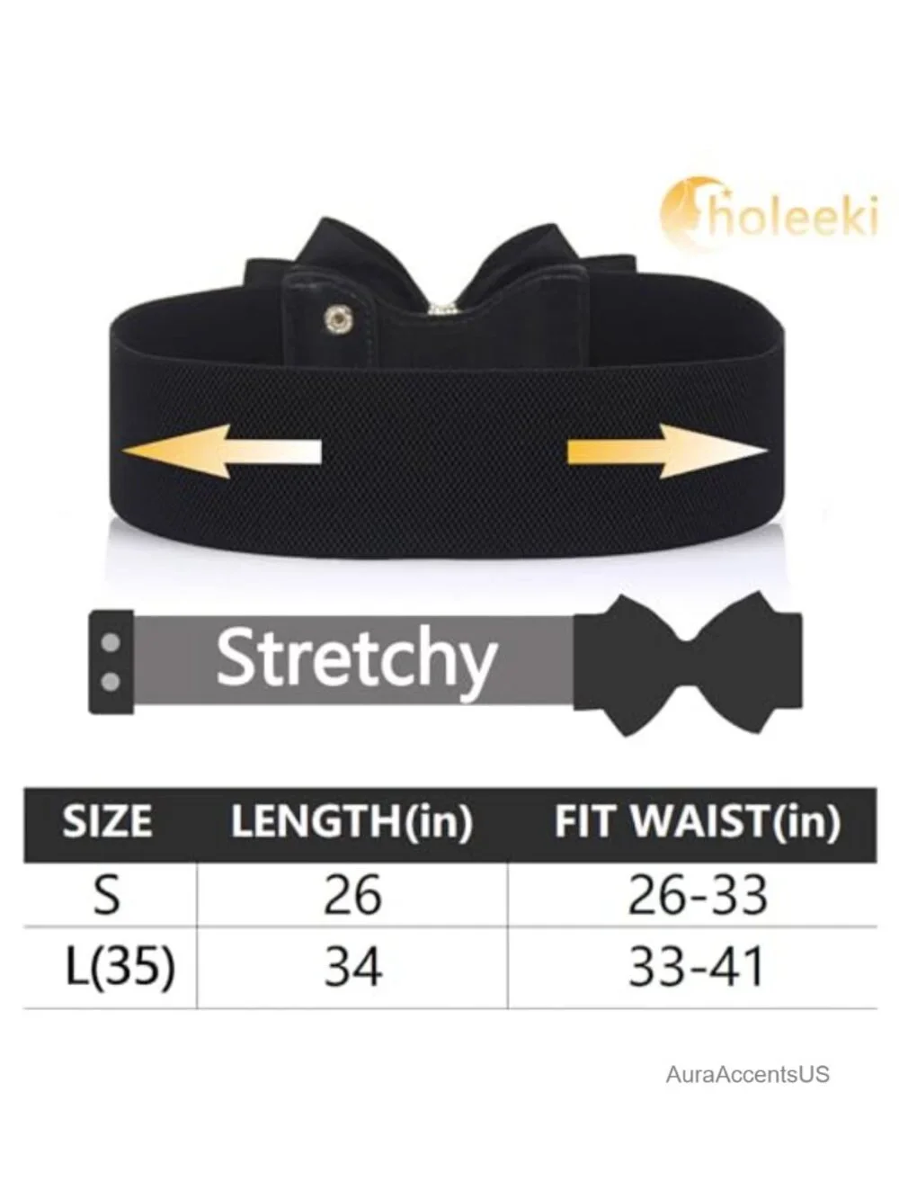 Rhinestone Bow Stretch Belt for Dresses Jeans Waist Accessory